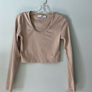 Good condition Calvin Klein beige long sleeve crop top
